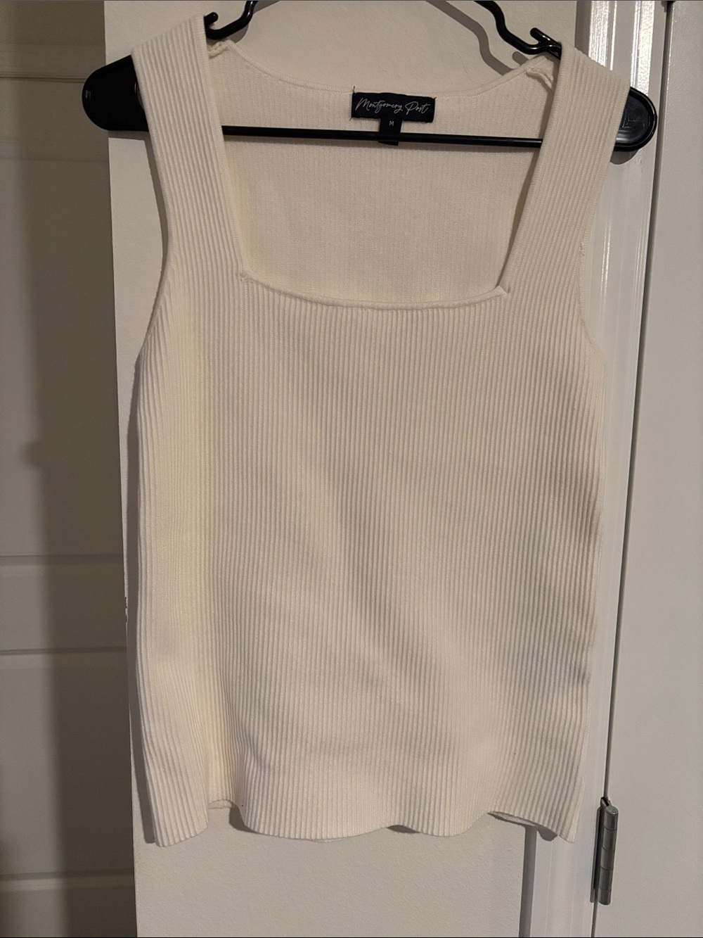 Montgomery Post Ribbed Square-Neck Tank in Cream